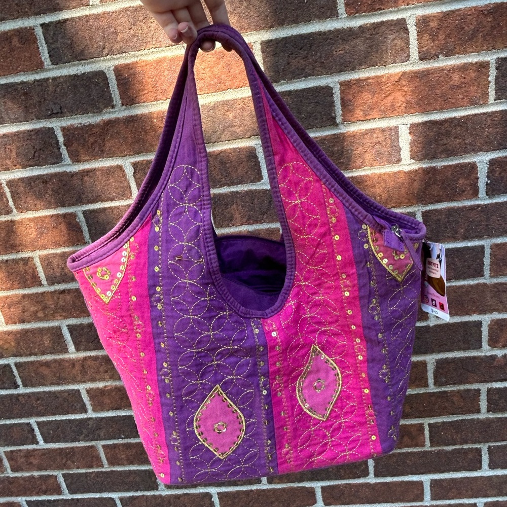 Whimsigoth fairy sequin embroidered tote